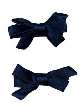 Janie and Jack Prima Ballerina Navy Satin Hair Bows - Set of 2